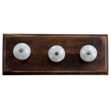 Grey White Dot Wooden Hooks